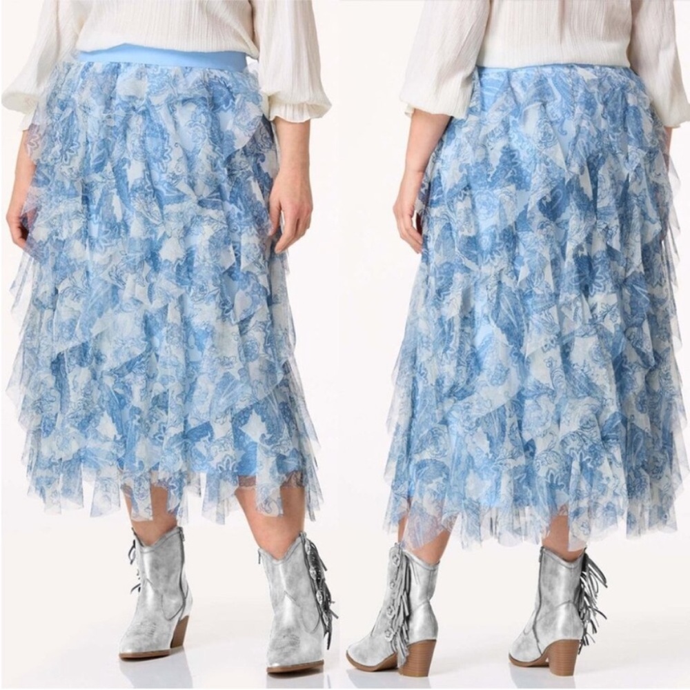 Cato Blue Floral Midi Skirt
